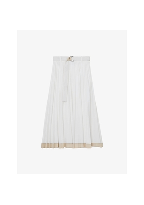 Womens Reiss Allora Pleated Woven Midi Skirt