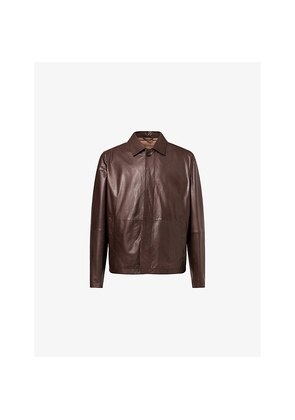Mens Corneliani Relaxed-Fit Collared Leather Jacket