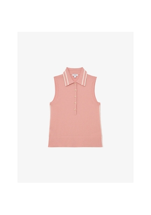 Womens Reiss Saskia Sleeveless Wool and Cashmere Polo Top