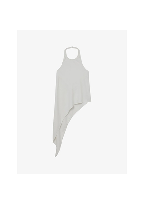 Womens Reiss Quinn Asymmetric-Hem Stretch-Woven Top