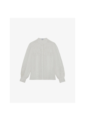 Womens Reiss Ida Floral-Embroidered Linen Blouse