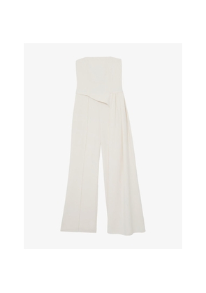 Womens Reiss Leah Draped Wide-Leg Woven Jumpsuit