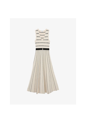 Womens Reiss Mallory V-Neck Striped Stretch-Knit Midi Dress