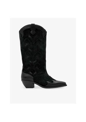 Womens Allsaints Dolly Western Leather and Suede Boots