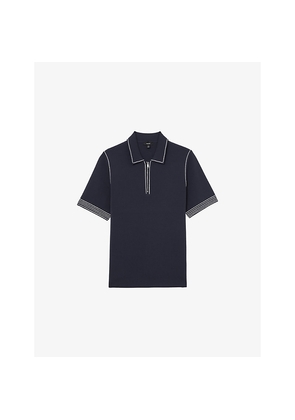 Mens Reiss Mason Half-Zip Short-Sleeve Stretch-Knit Polo