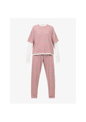 Womens Treats Striped Slub Cotton Top and Bottoms Set