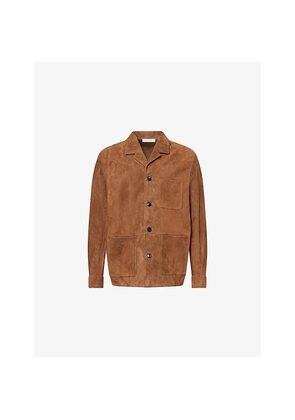 Mens Umit Benan Santiago Notch-Collar Suede Overshirt
