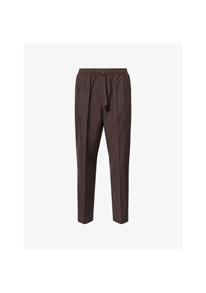 Mens Umit Benan Selly Drawstring-Waist Silk-Blend Trousers