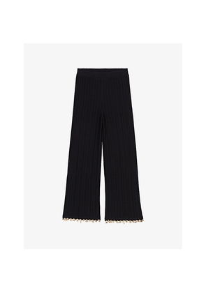 Womens Maje Charm-Embellished Knitted Cotton-Blend Trousers