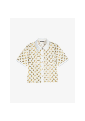 Womens Maje Floral-Print Short-Sleeved Lyocell-Blend Shirt