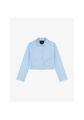 Womens Maje Single-Breasted Side-Pocket Woven Jacket