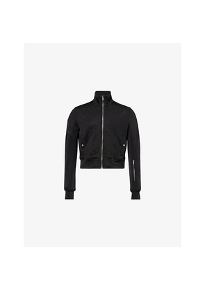 Mens Rick Owens Zip-Pocket Funnel-Neck Cotton-Jersey Track Jacket