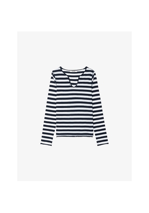 Womens Zadig&Voltaire Striped Henley-Neck Cotton-Jersey Top