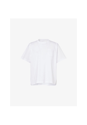 Mens Sacai Oversized Curved-Seam Cotton T-Shirt