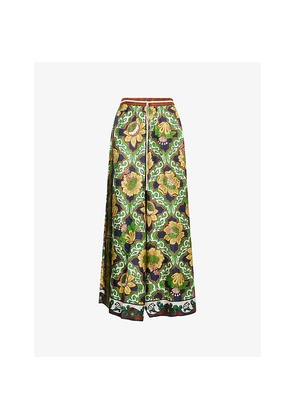 Womens Alemais Liana Printed Silk Palazzo Trousers