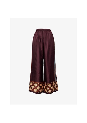 Womens Alemais Wilson Wide-Leg Silk Trousers