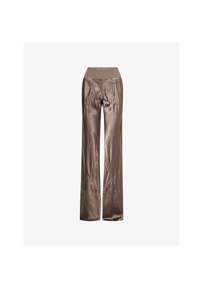 Womens Rick Owens Bias Panelled Straight-Leg Satin Trousers