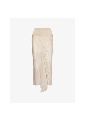 Womens Rick Owens A-Line Bias Satin Midi Skirt