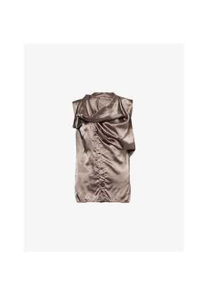 Womens Rick Owens Island Draped Sleeveless Satin Shirt