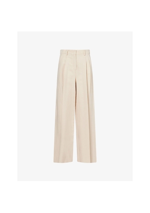 Womens Weekend Max Mara Pleat Wide-Leg Linen-Blend Trousers