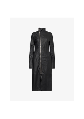Womens Rick Owens Gary Long Leather Coat