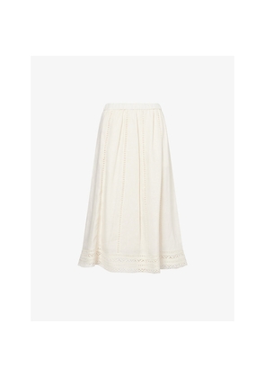 Womens Weekend Max Mara Embroidered Linen Midi Skirt