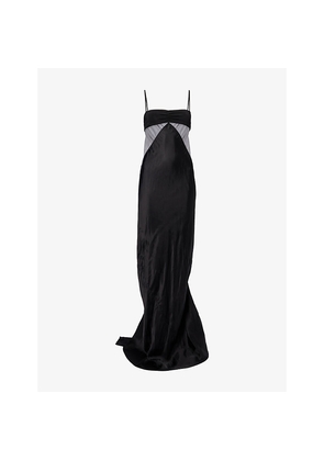 Womens Rick Owens Combo Slip Panelled Satin Gown