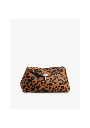 Womens Toteme T-Lock Leopard-Print Leather Clutch Bag