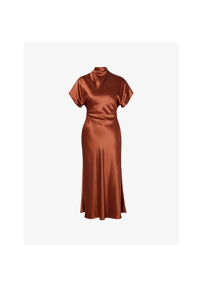 Womens Malina Alivia Short-Sleeve Satin Maxi Dress