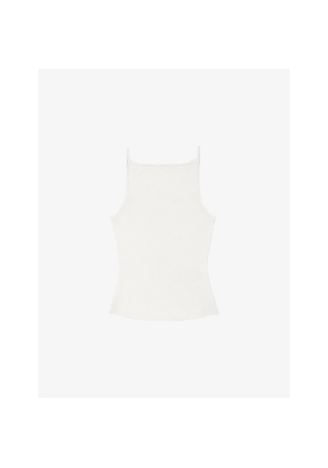 Womens Maje Square-Neck Ribbed Cotton-Blend Top