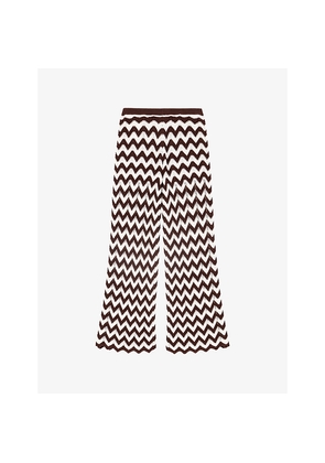 Womens Maje Zig-Zag Flared Cotton-Crochet Trousers