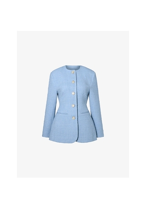 Womens Malina Carol Fitted Round-Neck Wool-Blend Blazer