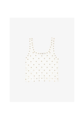 Womens Maje Square-Neck Sequin-Embellished Crochet Top