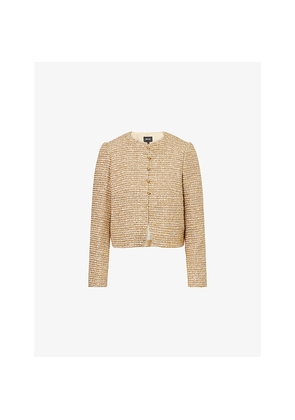 Womens Me And Em Event Ready Metallic-Tweed Jacket