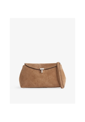 Womens Toteme T-Lock Mini Suede Clutch Bag
