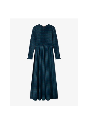 Womens Omnes Mina Checked Cotton Maxi Dress