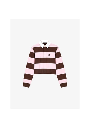 Womens Maje Striped Brand-Embroidered Cotton Polo Sweatshirt
