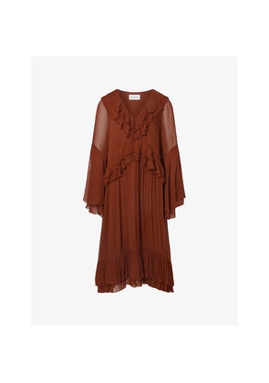 Womens Malina Wilhelmina Ruffled Chiffon Woven Midi Dress