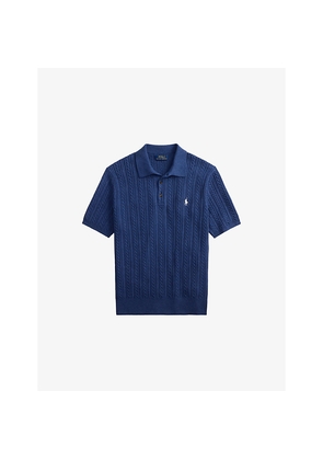 Mens Polo Ralph Lauren Logo-Embroidered Cable-Knit Cotton Polo Shirt