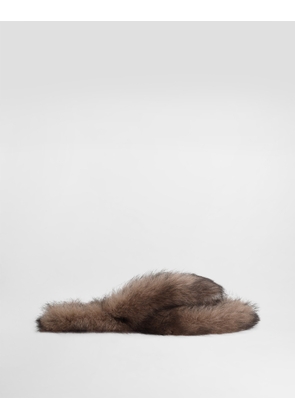 Dolce & Gabbana Shearling Flip-flops - Woman Slides And Mules Brown 37