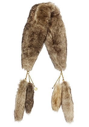 Chloe Shearling Fur Collar in Silver - Brown. Size all.