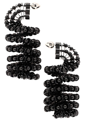 ALAÏA Spiral Earrings in Noir - Black. Size all.