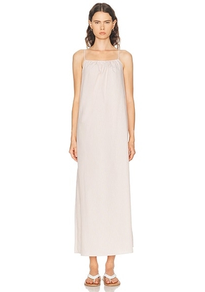 By Malene Birger Lanny Dress in Dark Sand Stripe - Biege. Size 34 (also in 36, 38, 40, 42).