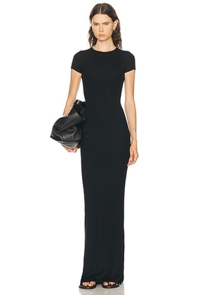 Eterne Cap Sleeve Maxi Dress in Black - Black. Size L (also in M, S, XL, XS).