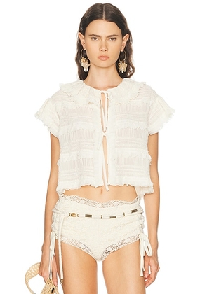 AKNVAS Audra Ruffled Blouse in Cream - Cream. Size L (also in M).