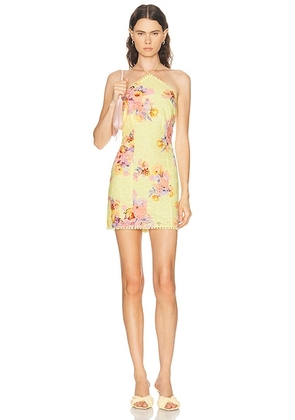 HEMANT AND NANDITA Kysha Mini Dress in Yellow - Lemon. Size L (also in M, S, XS).