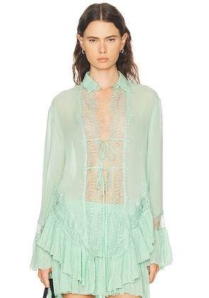 Blumarine Long Sleeve Top in Green Lily - Mint. Size 38 (also in 40, 42).