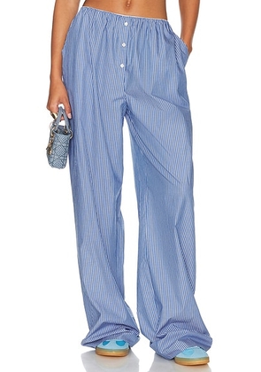 Helsa Pinstripe Poplin House Pants in Blue Pinstripe - Multi. Size M (also in ).