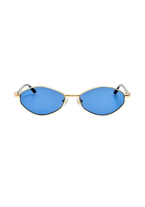 JACQUEMUS Oval Sunglasses in Light Gold  Black  & Navy - Metallic Gold. Size all.