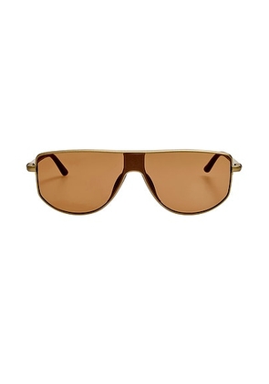 JACQUEMUS Shield Sunglasses in Matte Putty  Matte Light Gold  & Matte Metallic Brown - Brown. Size all.